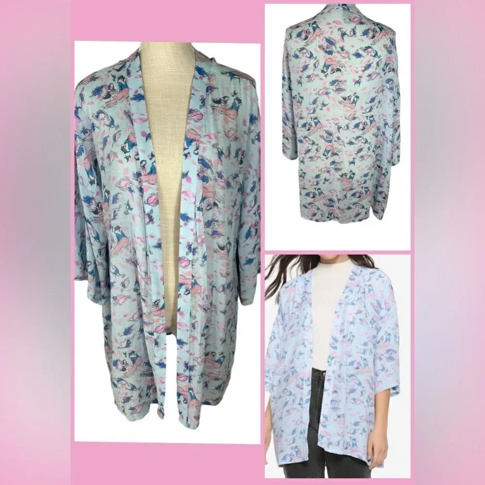 Disney Women’s Blue & Purple Pocahontas Colors Of The Wind Open Front Kimono - Picture 2 of 7